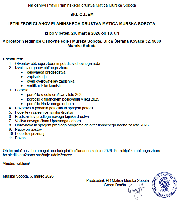 vabilo na zbor članov pd matica ms